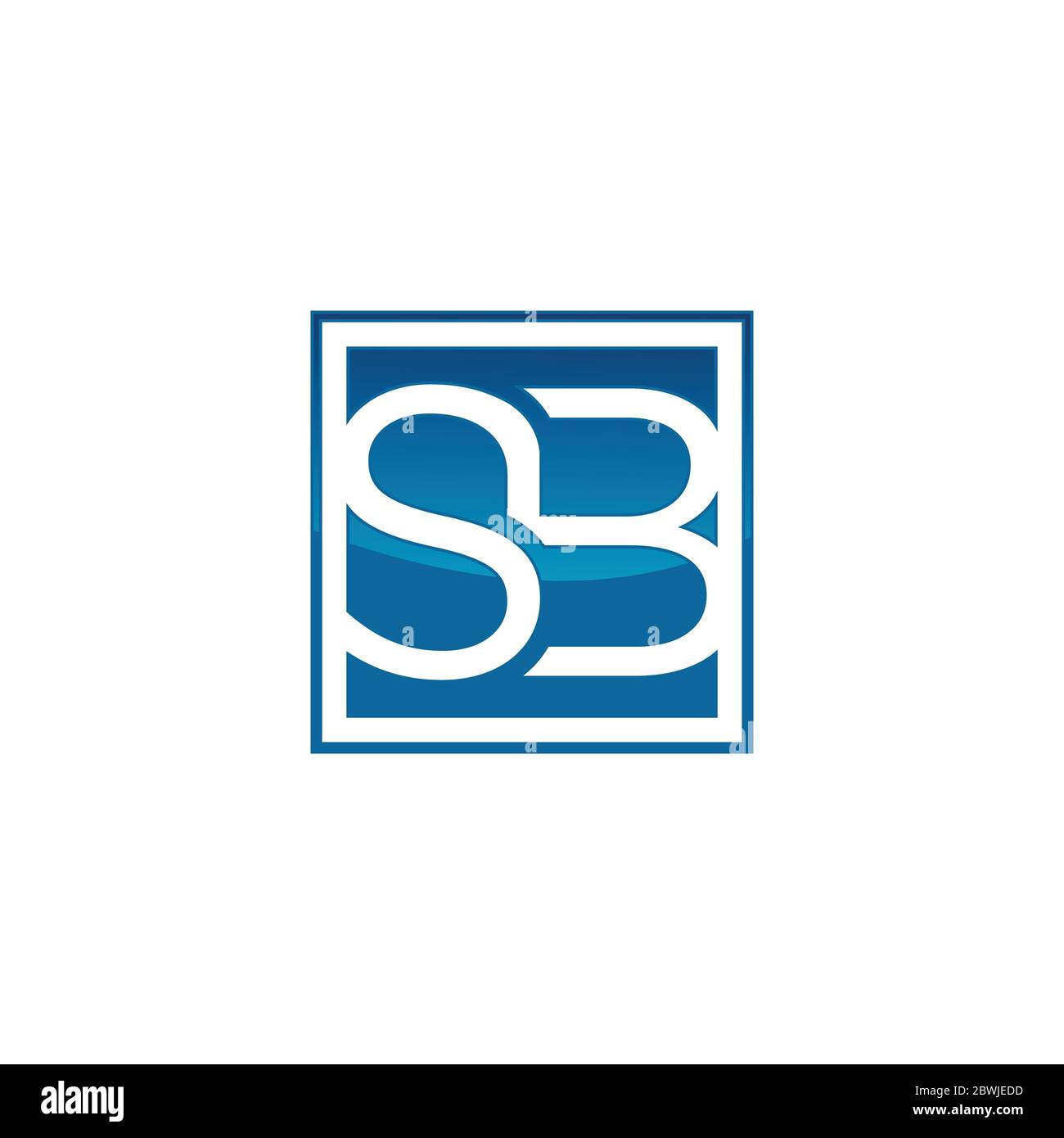 Design con logo Letter SB all'interno di forma quadrata isolato su sfondo bianco Illustrazione Vettoriale
