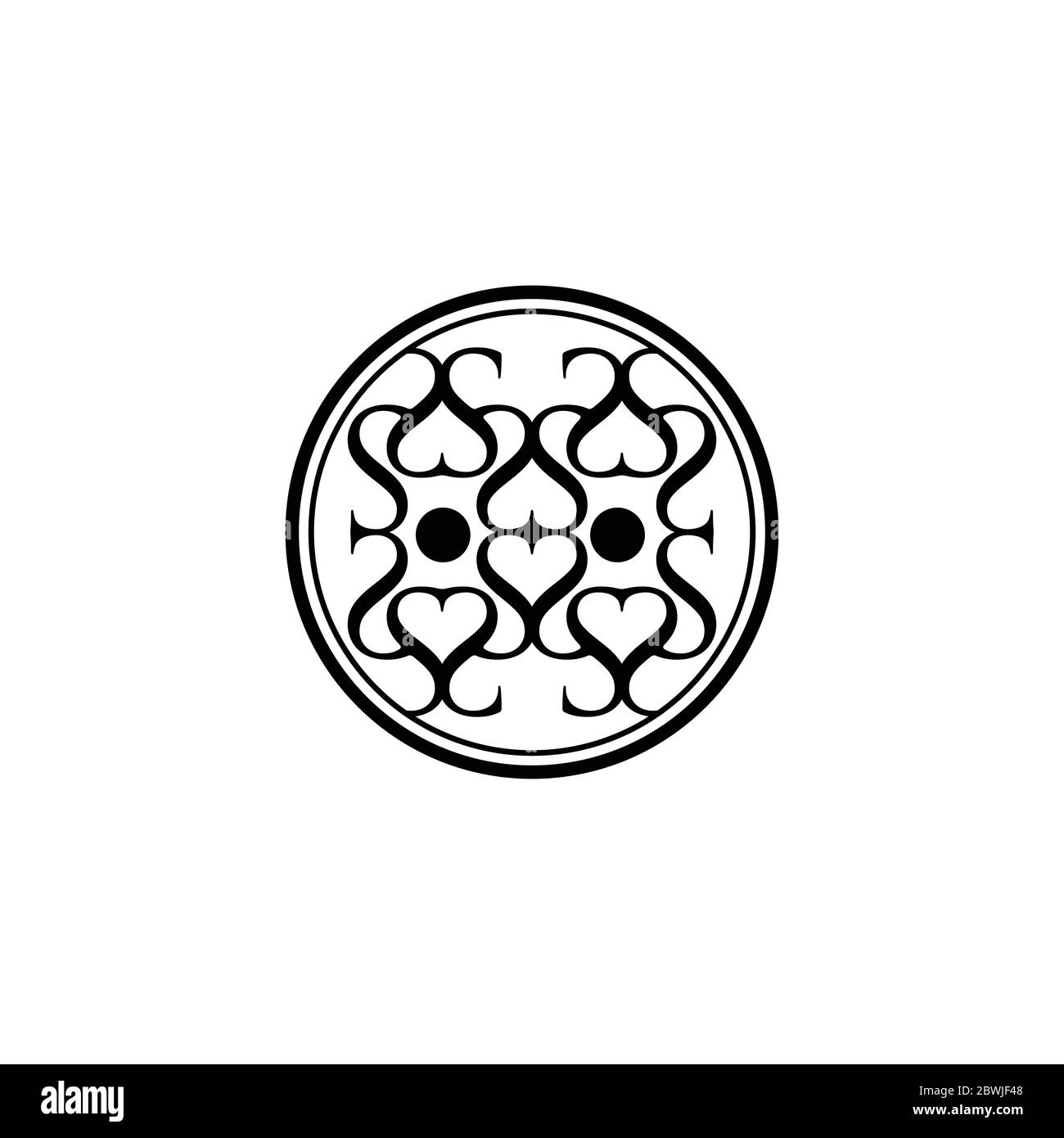 Simbolo geometrico etnico astratto in figura vettoriale a forma di cerchio isolato su uno sfondo bianco Illustrazione Vettoriale