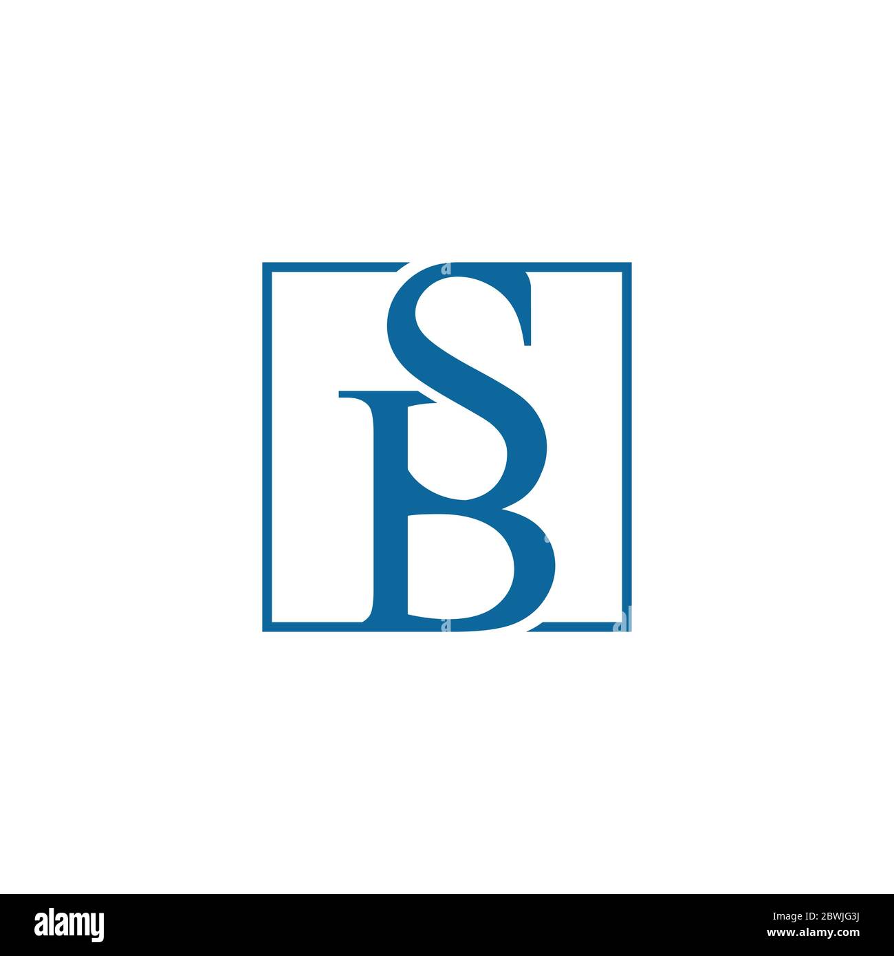 Design con logo Letter SB all'interno di forma quadrata isolato su sfondo bianco Illustrazione Vettoriale
