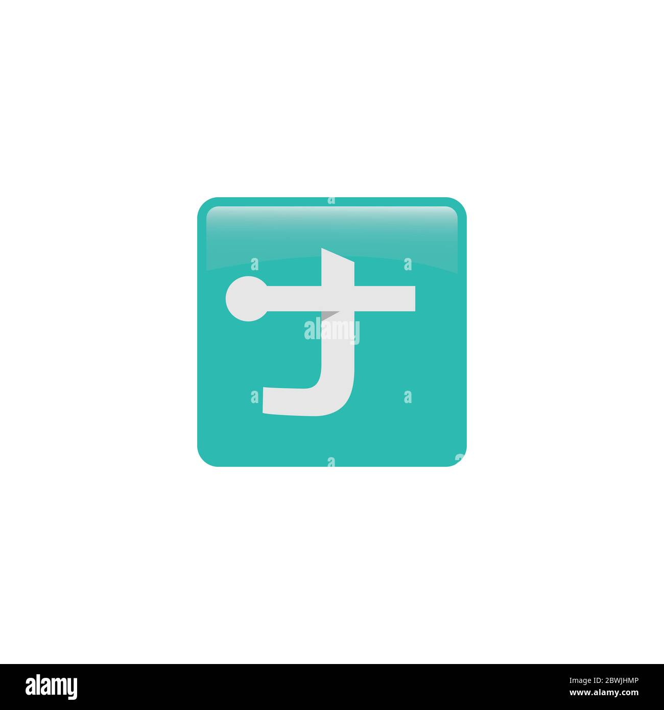 Letter T Square app per dispositivi mobili icona stile pulsante tecnologia logo vettore di design Illustrazione Vettoriale