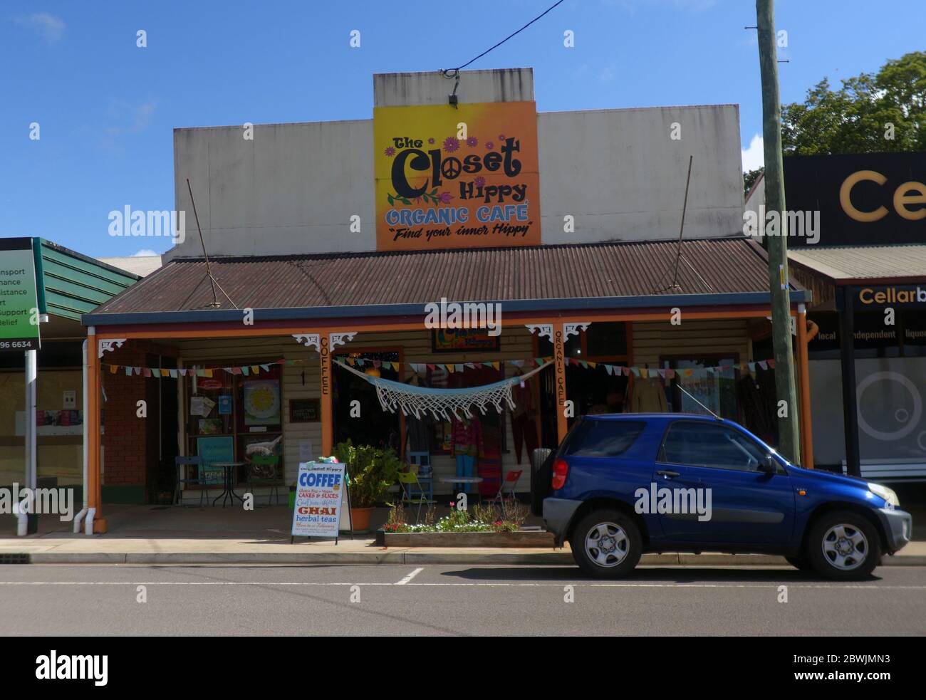 Armadio Hippy caffè biologico, Malanda, Queensland, Australia. No PR Foto Stock