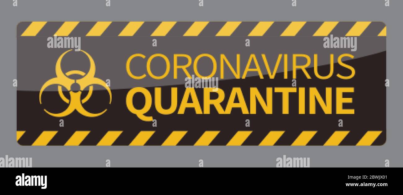 Design della linea di allarme per quarantena Coronavirus in giallo e nero Illustrazione Vettoriale