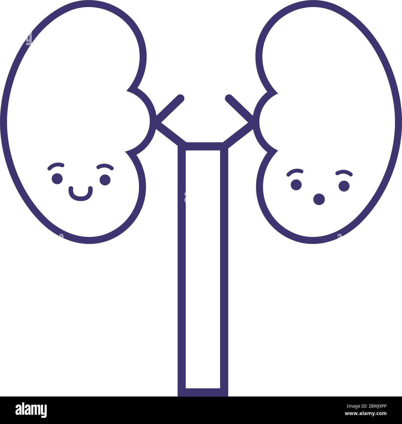 reni organo umano stile linea kawaii Illustrazione Vettoriale