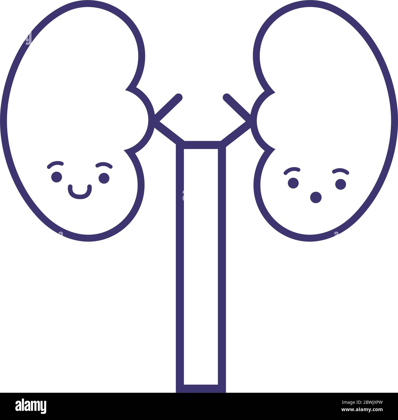 reni organo umano stile linea kawaii Illustrazione Vettoriale