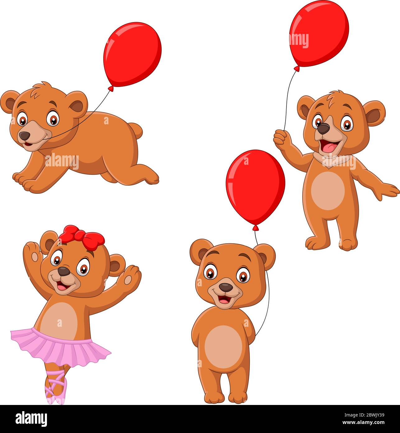 Set di raccolta Cartoon Little Bears Illustrazione Vettoriale