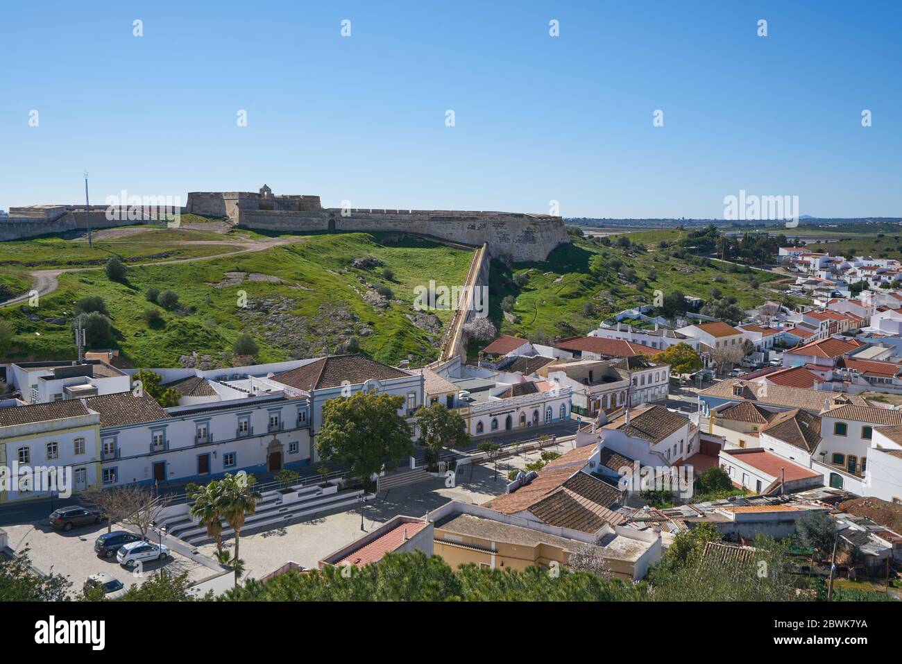 Castro Marim vista città dall'interno del castello Foto Stock