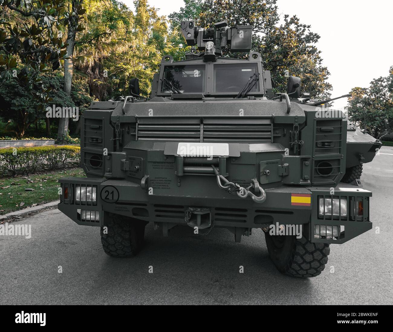 Veicolo di mobilità per fanteria protetto da imboscata resistente alle mine. RG-31 Mk.5E Nyala. Esposizione di veicoli militari. Giornata delle forze armate spagnole. Foto Stock