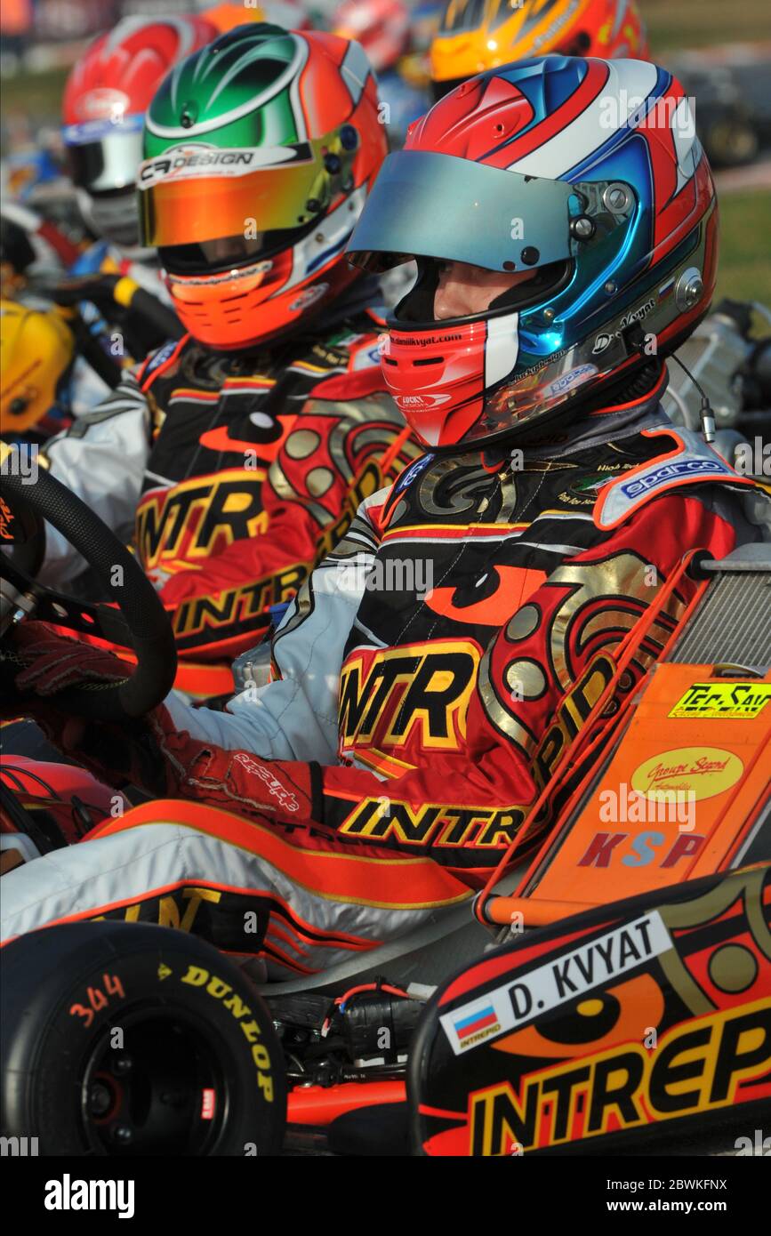 Daniil Kvyat, visto qui nella sua carriera karting, Kvyat, è un pilota russo di Formula uno che attualmente guida per la scuderia AlphaTauri. Foto Stock