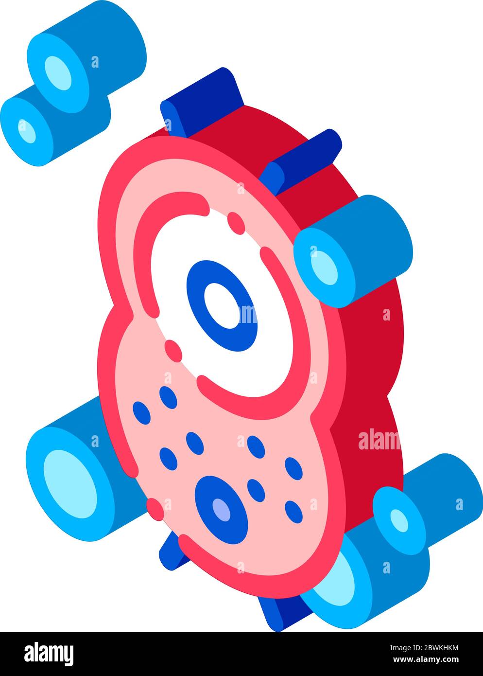 Illustrazione del vettore dell'icona isometrica del batterio positivo Illustrazione Vettoriale