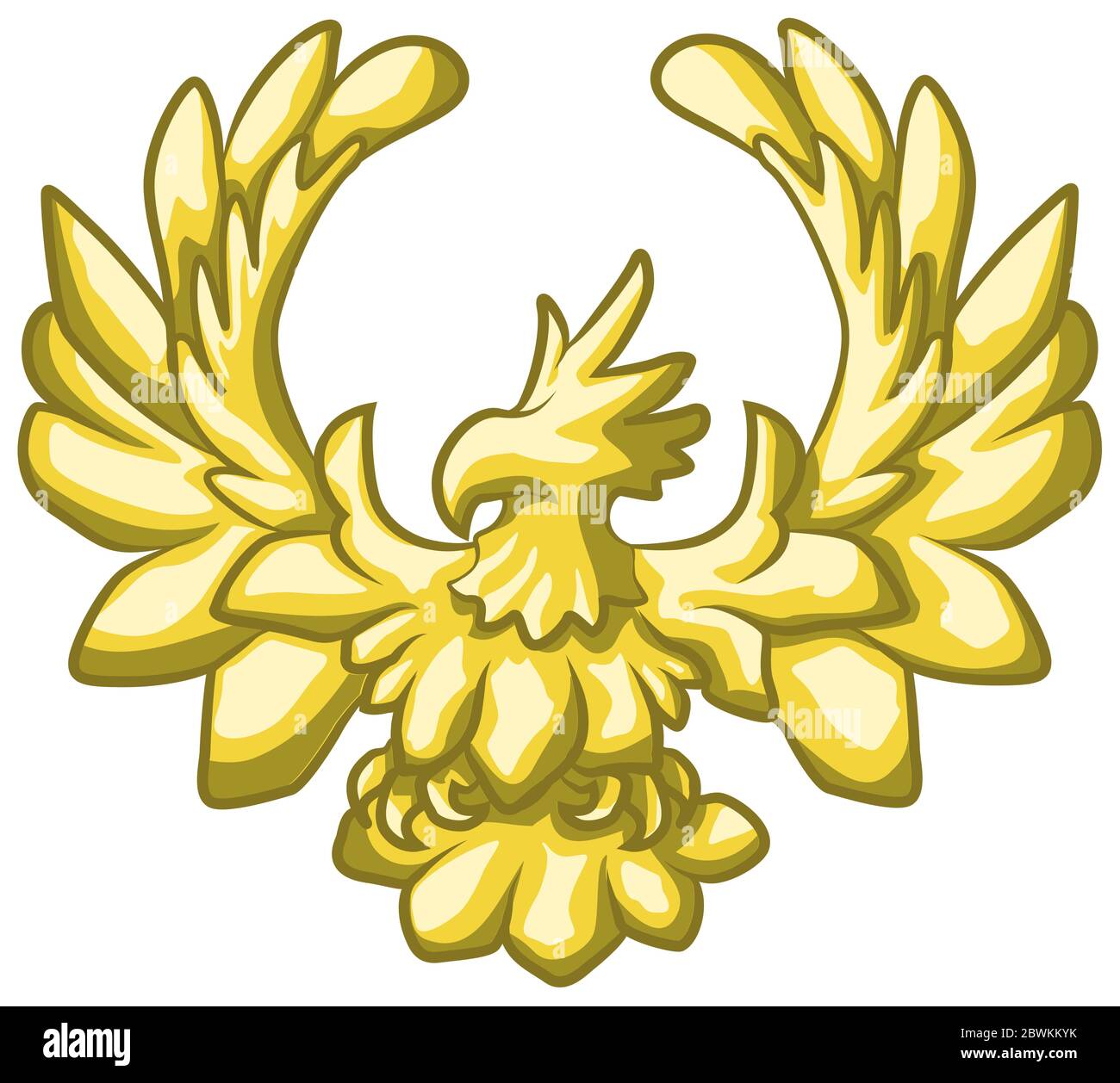Elemento decorativo dell'aquila dorata del cartoon, illustrazione vettoriale del colore, orizzontale, isolato Illustrazione Vettoriale
