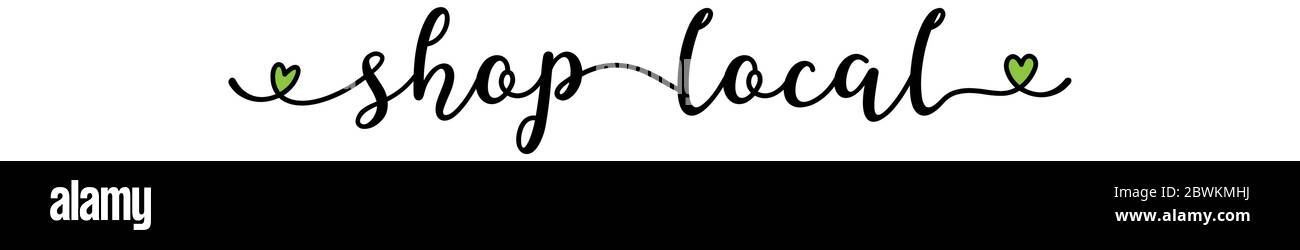 Citazione di Shop Local disegnata a mano. Scritte per banner, intestazione, pubblicità, annuncio. Illustrazione Vettoriale