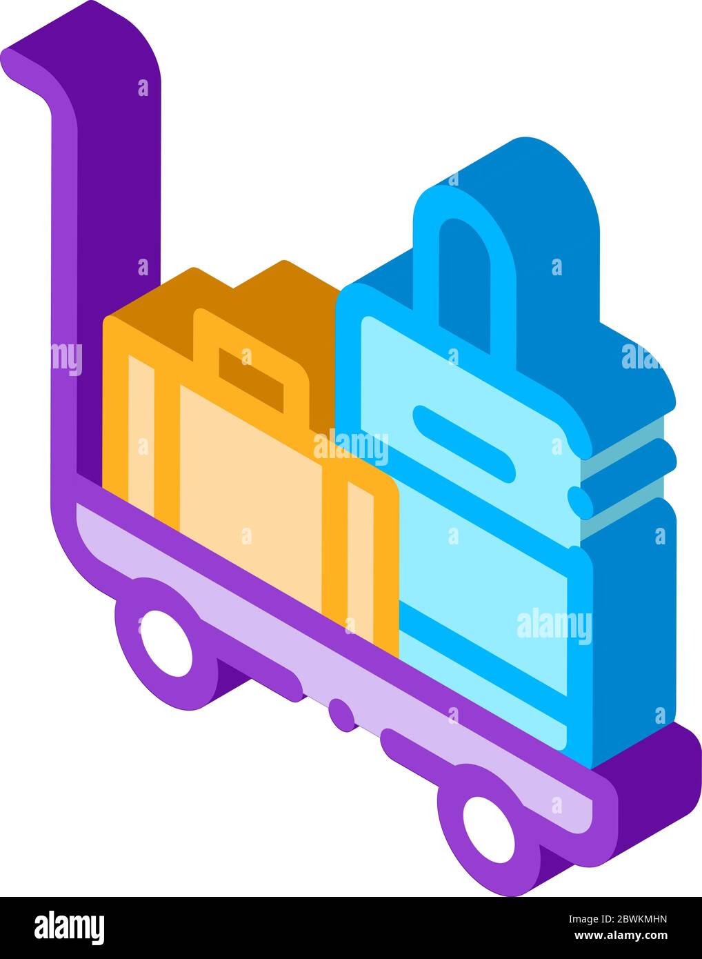 Carrello bagagli con icona isometrica Valise Illustrazione Vettoriale