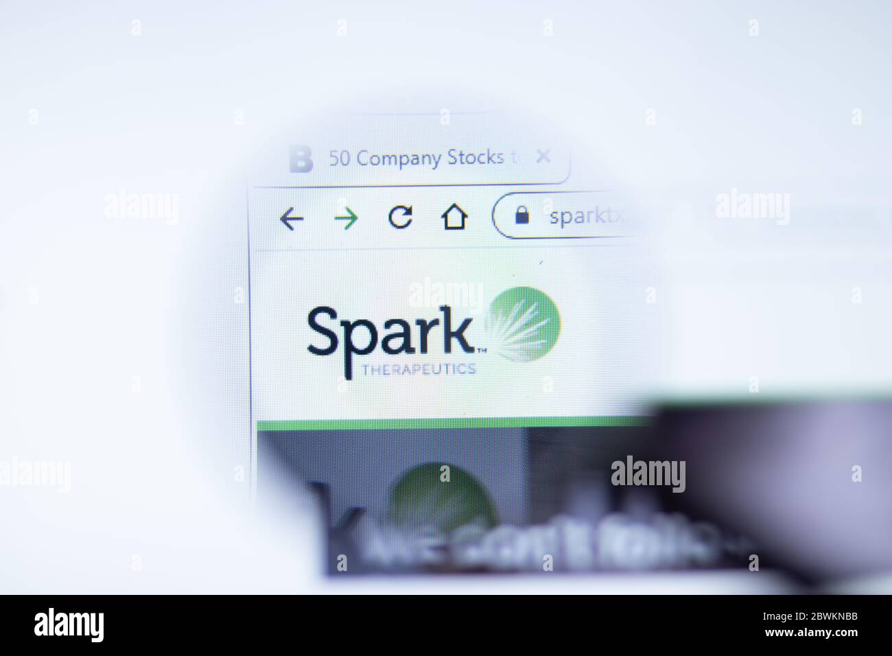 Mosca, Russia - 1 giugno 2020: sparktx.com pagina del sito web. Logo Spark Therapeutics sullo schermo, editoriale illustrativo. Foto Stock