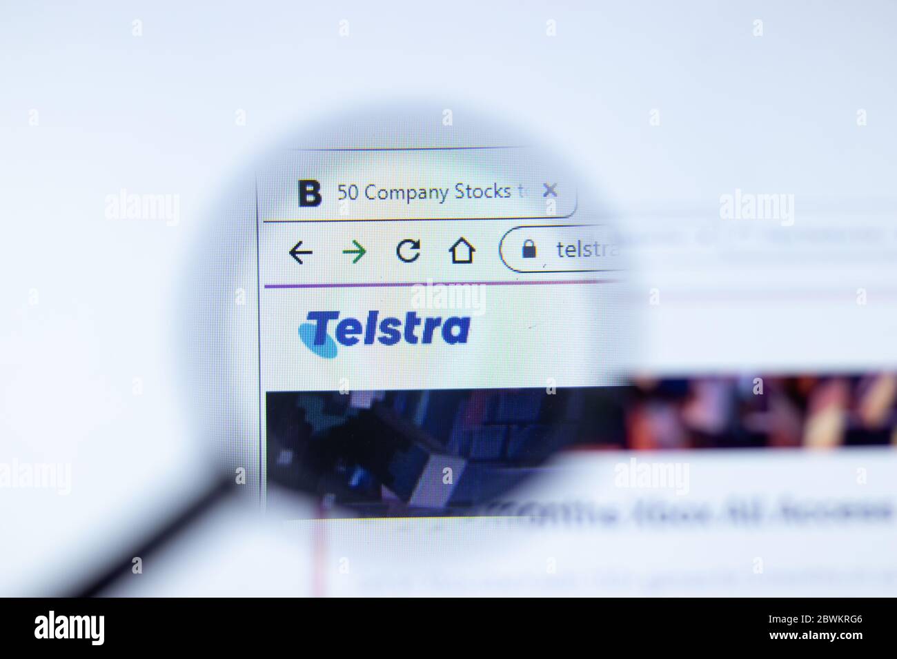 Mosca, Russia - 1 giugno 2020: Telstra.com.au pagina del sito web. Logo Telstra Corp sullo schermo, editoriale illustrativo. Foto Stock
