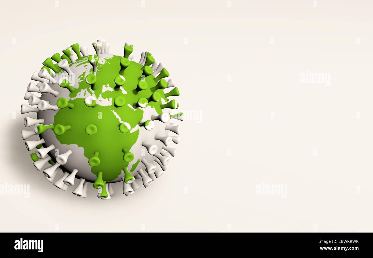 Coronavirus COVID-19 infezione disease Europa Terra 3D verde isolato concetto Foto Stock