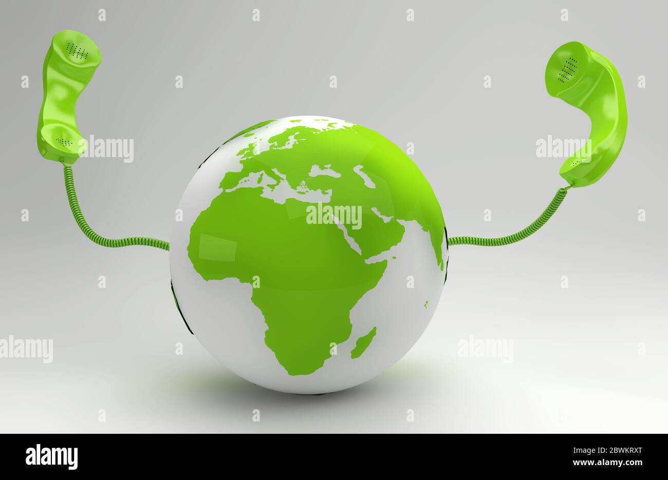 Un concetto di telecomunicazione globale con il pianeta verde Foto Stock