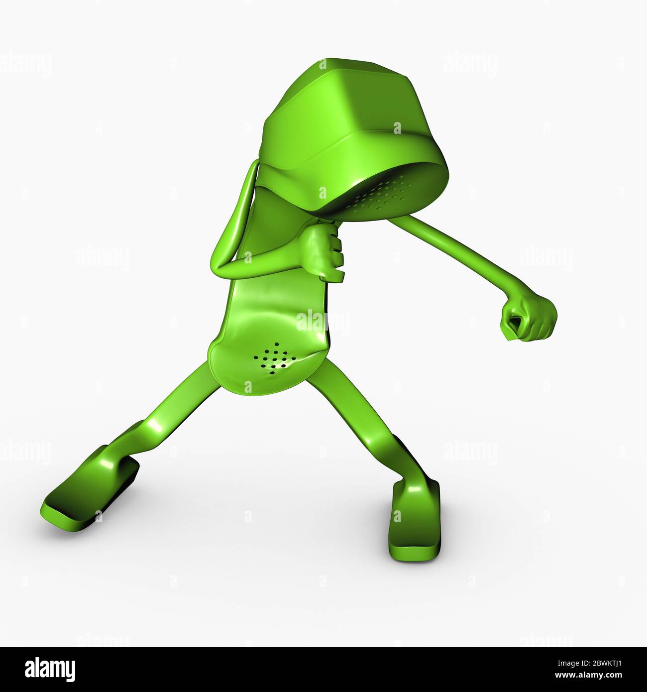 3D isolato personaggio boxing posa concorrenza concetto telefono telco attacco nemico Foto Stock