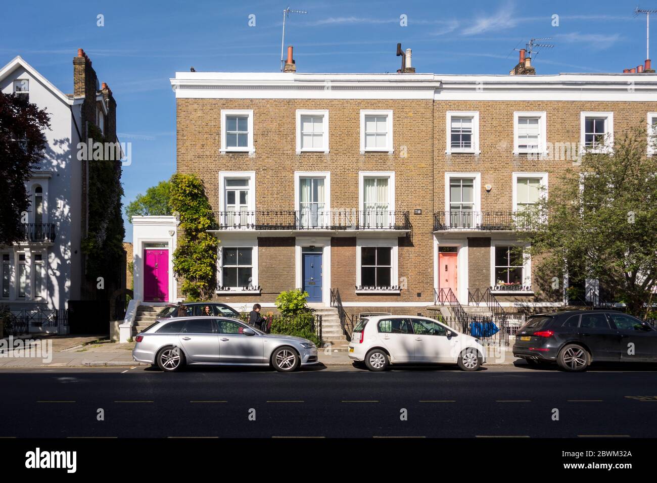 Case con terrazza su Kensington Park Road, Royal Borough of Kensington and Chelsea, Londra, Regno Unito Foto Stock