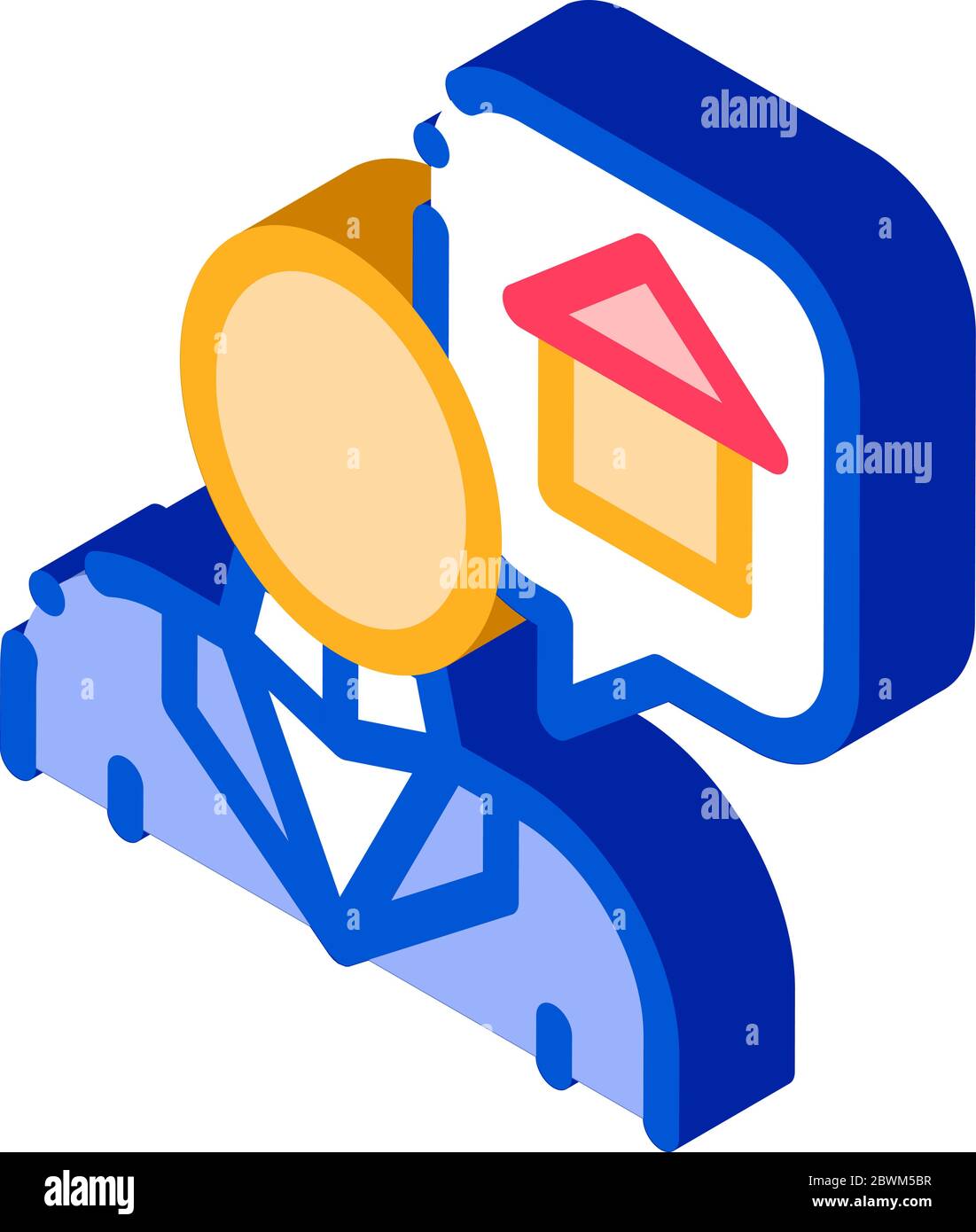 Personaggio uomo pensare sogno acquistare Casa icona isometrica illustrazione vettoriale Illustrazione Vettoriale