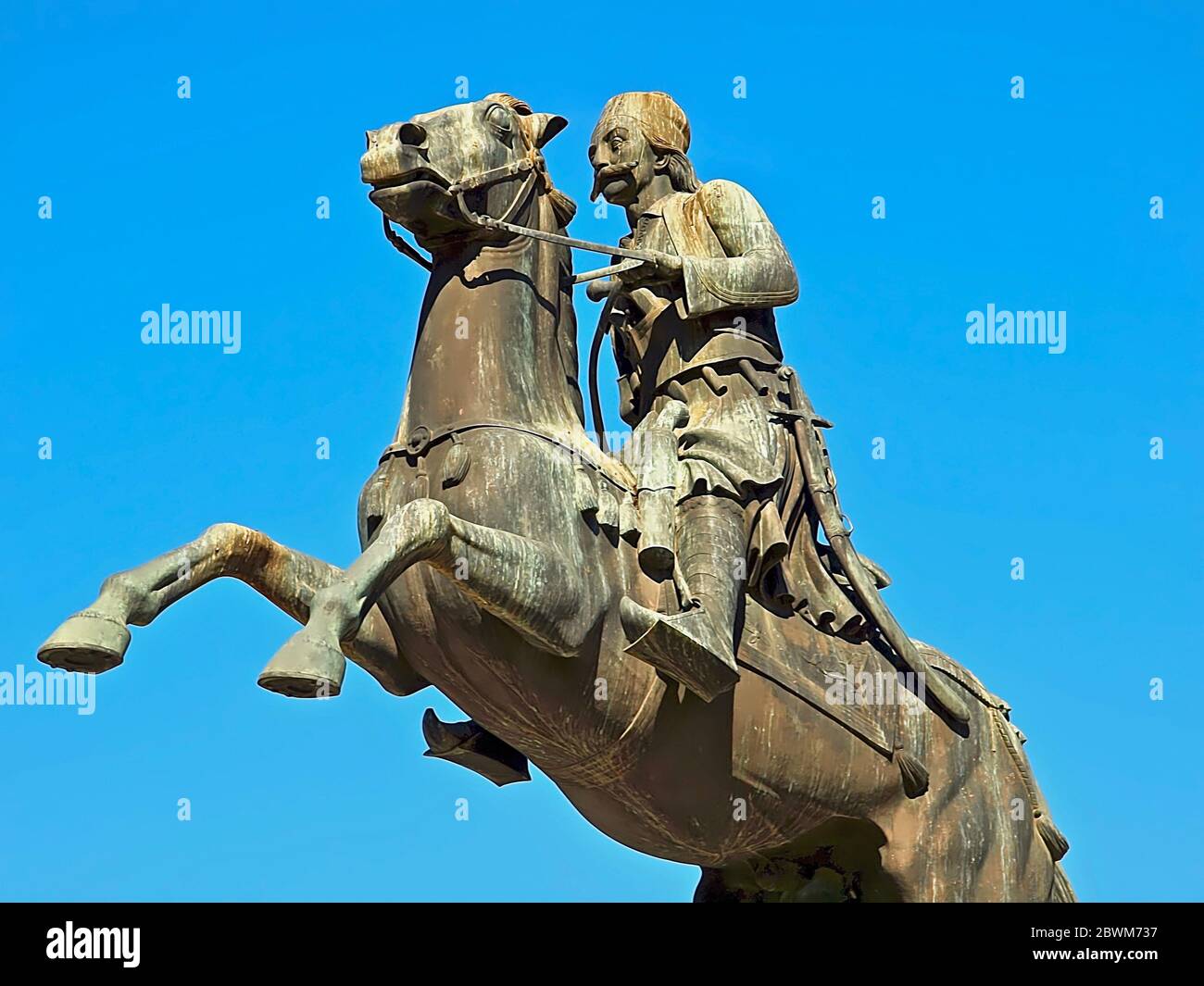 Scultura a cavallo ad Atene in Grecia Foto Stock