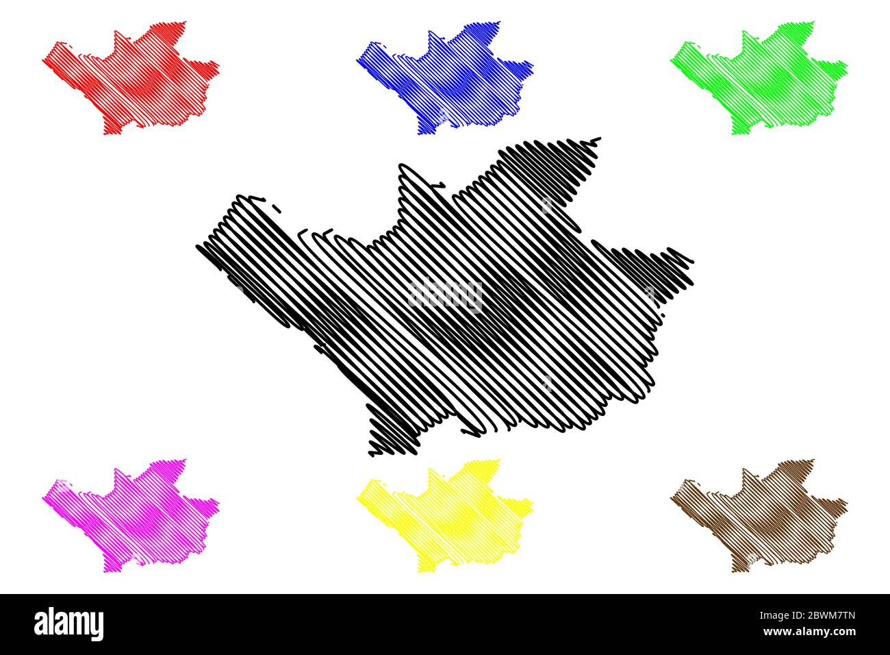 Città di Leverkusen (Repubblica federale di Germania, Renania settentrionale-Vestfalia) mappa vettore illustrazione, scribble schizzo Città di Leverkusen mappa Illustrazione Vettoriale