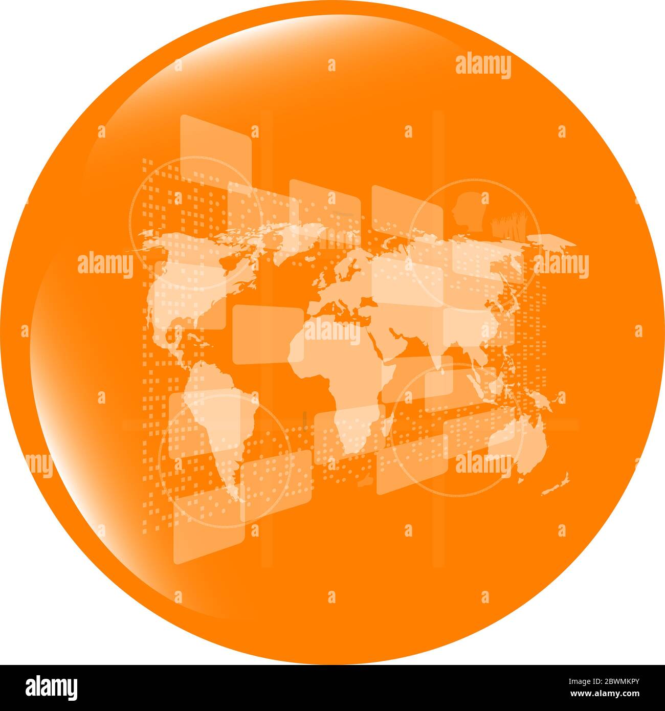 Pulsante web con terra icona a forma di globo isolato su bianco Foto Stock