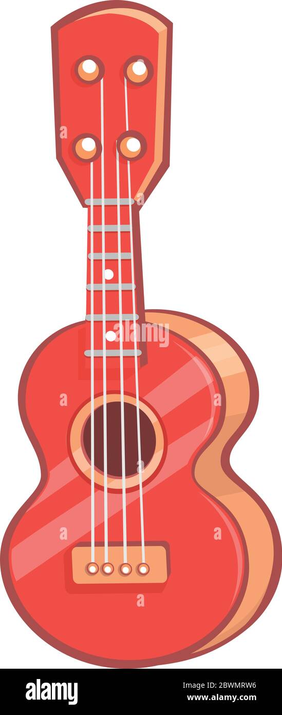 Illustrazione di ukulele del cartone animato. Icona vettoriale di ukulele isolato Illustrazione Vettoriale