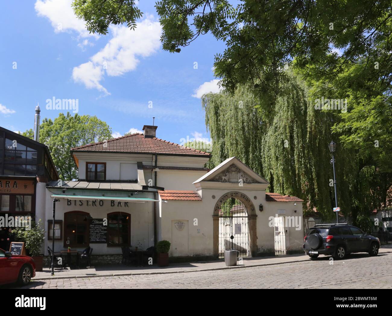 Cracovia. Cracovia. Polonia. Kazimierz, ex quartiere ebraico. Ingresso al cimitero Remuh e alla sinagoga. Foto Stock