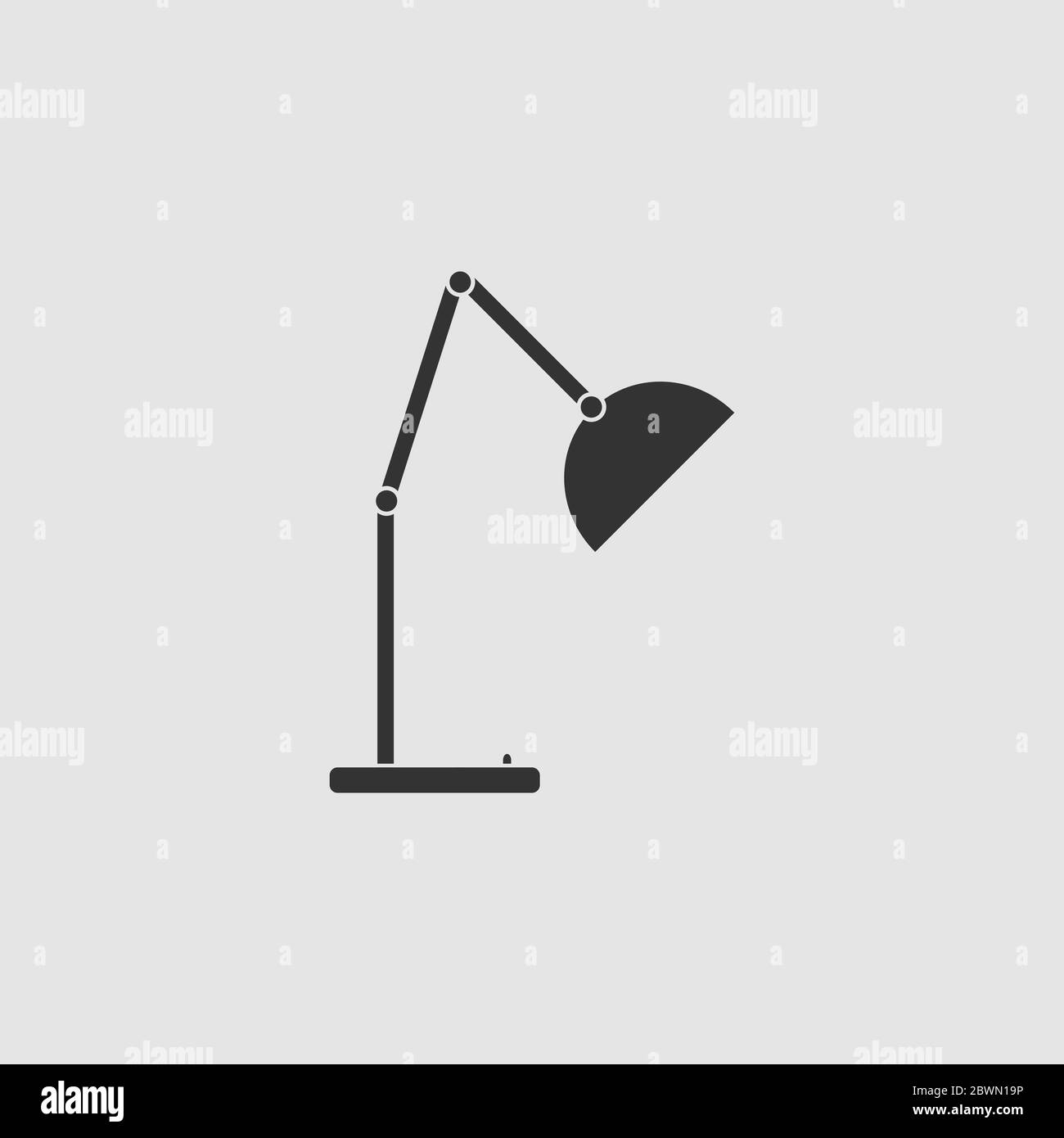 Icona della lampada di lettura piatta. Pittogramma nero su sfondo grigio. Simbolo dell'illustrazione vettoriale Illustrazione Vettoriale