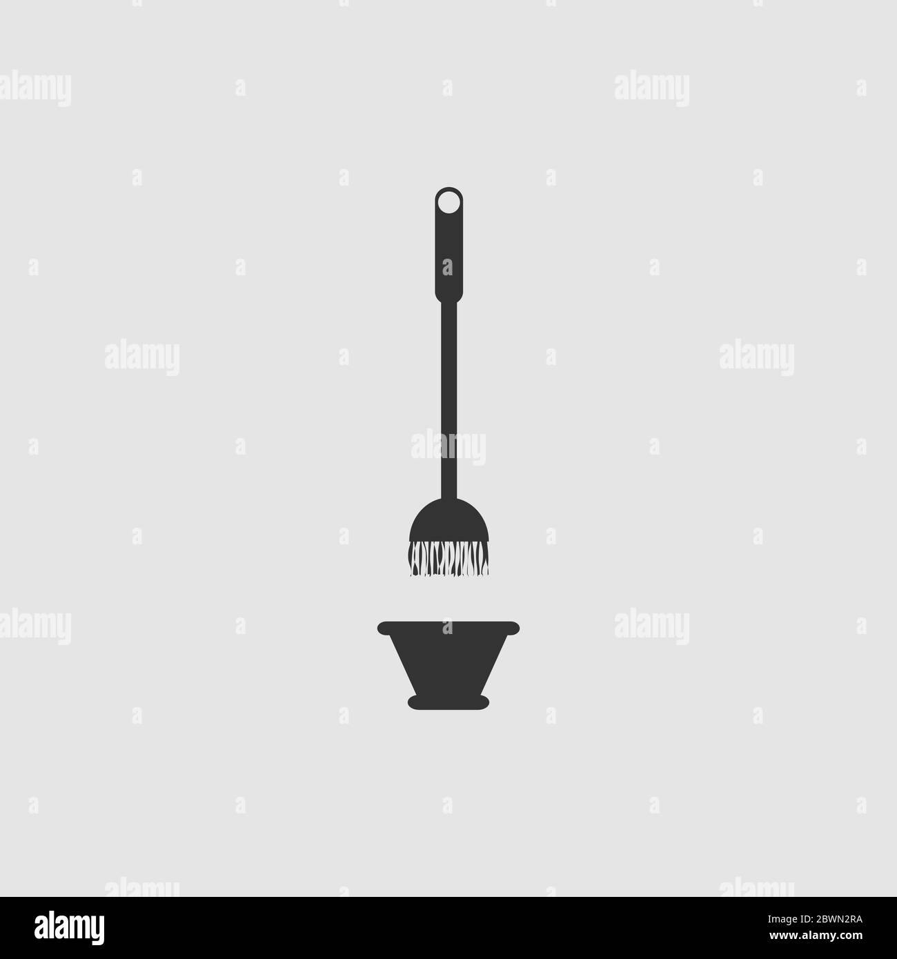 Icona di mop e secchio piatta. Pittogramma nero su sfondo grigio. Simbolo dell'illustrazione vettoriale Illustrazione Vettoriale