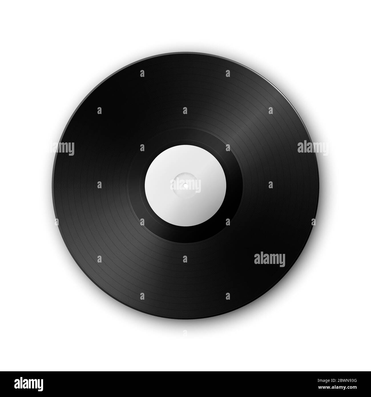 Icona di registrazione LP in vinile gramofono di musica vettoriale realistica isolata su sfondo bianco. Modello di design di gioco retrò lungo. Illustrazione Vettoriale