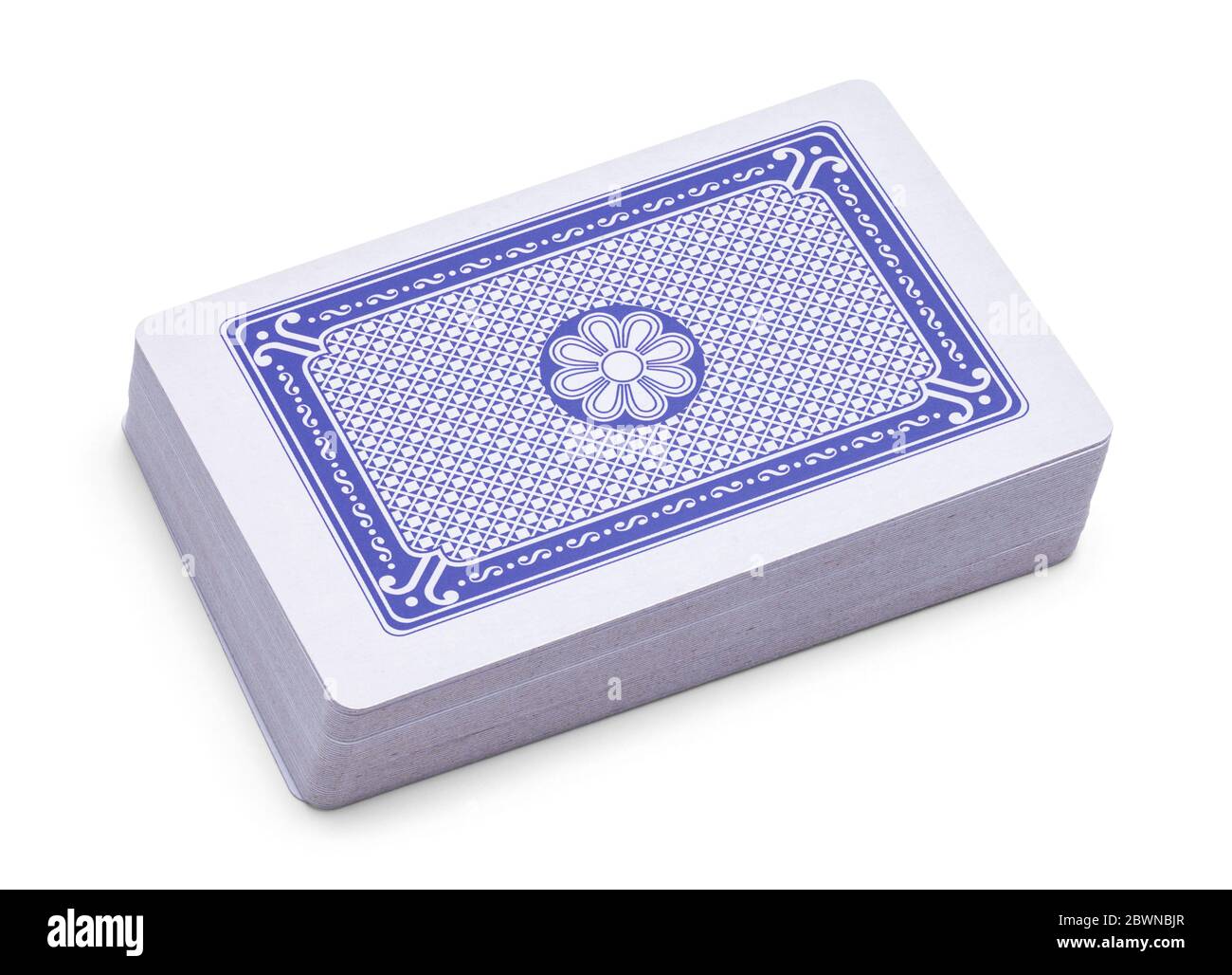 Mazzo di carte da gioco isolato su sfondo bianco. Foto Stock