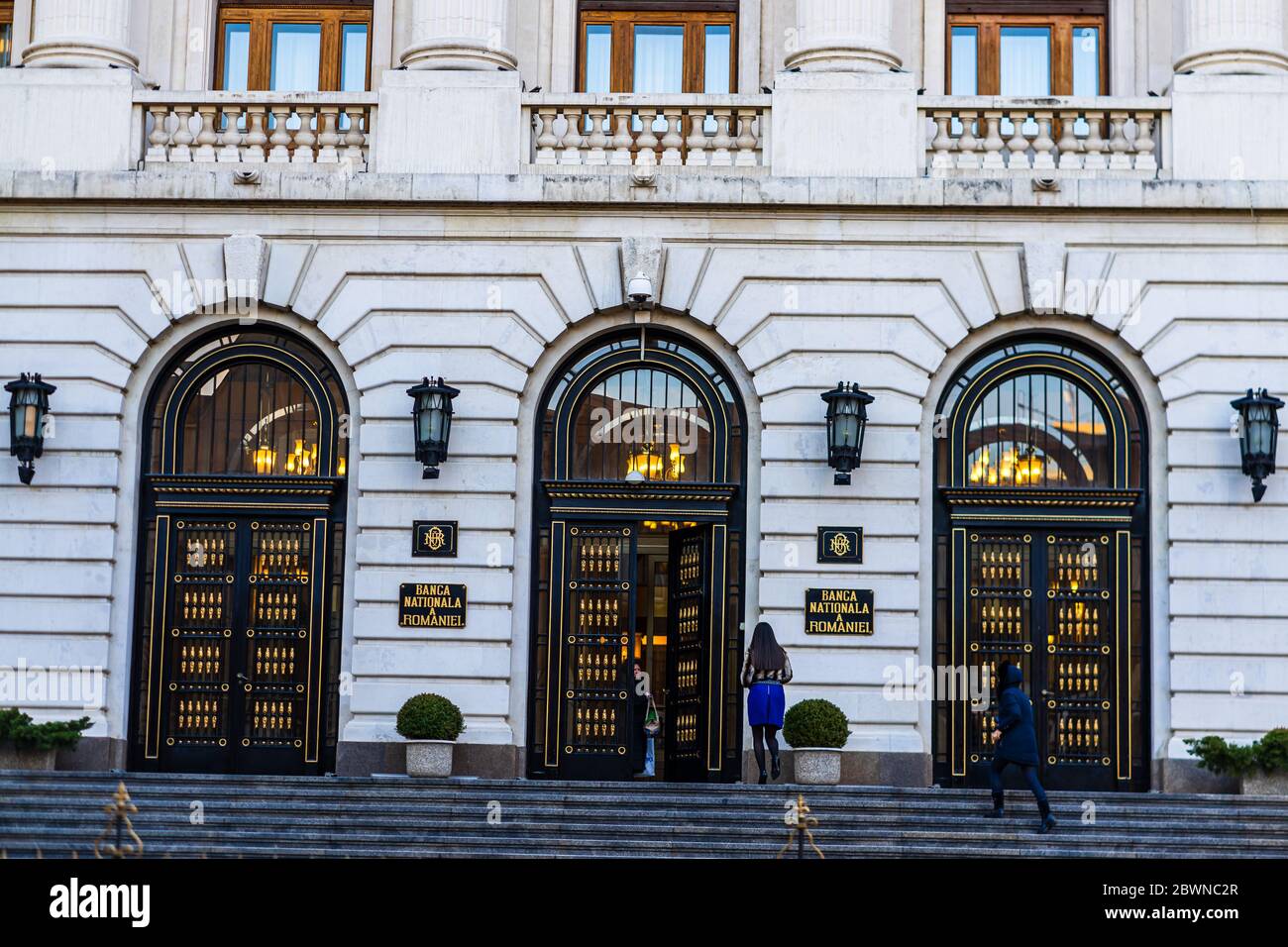 Banca nazionale di Romania (Banca Nationala a Romaniei). BNR è la banca centrale rumena. Sede centrale di BNR a Bucarest, Romania, 2020 Foto Stock