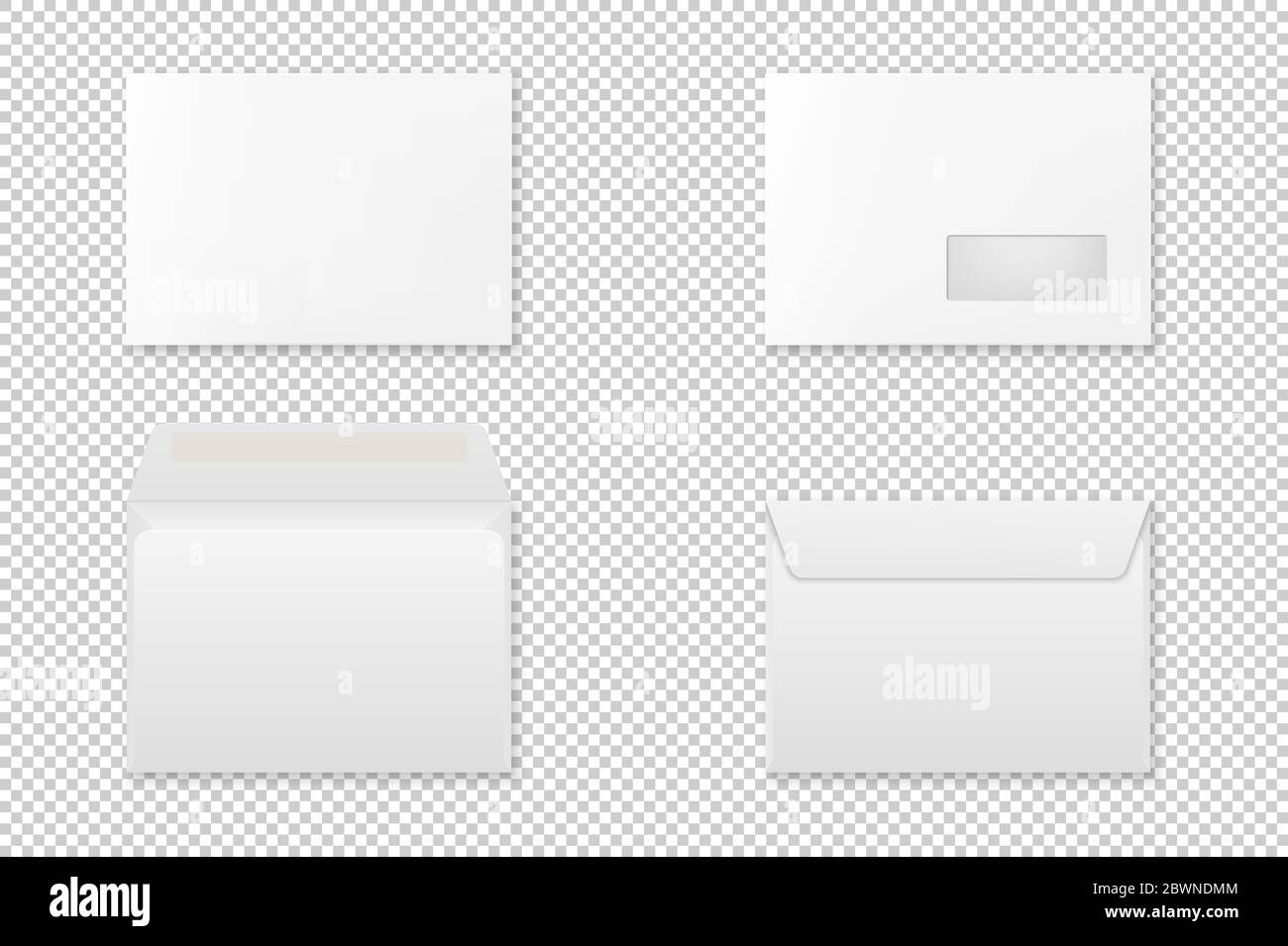 Set di inviluppi realistico vuoto. Mockup vettoriale. Illustrazione Vettoriale