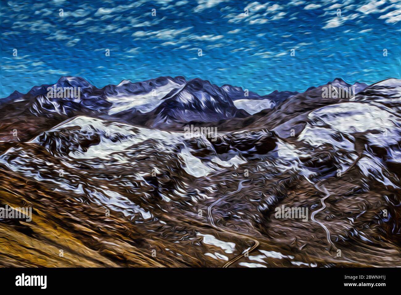 Rocce e neve sulle cime vetta nel mezzo della catena montuosa della Cordillera Real. Vicino a la Paz, sull'altopiano andino della Bolivia. Foto Stock
