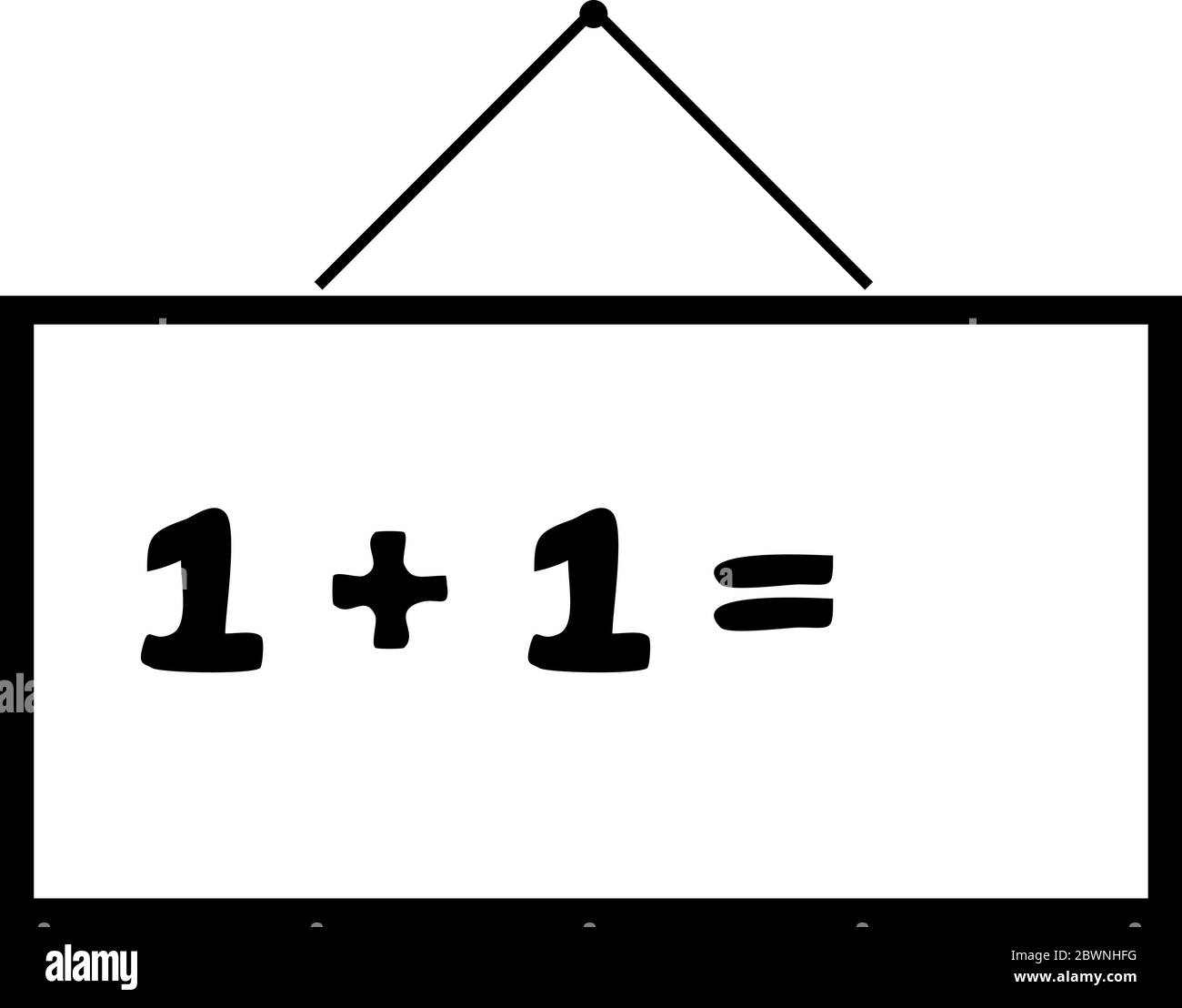 Lavagna della scuola, icona lezione di matematica. Segno di illustrazione semplice del vettore piatto. Simbolo nero su sfondo bianco Illustrazione Vettoriale