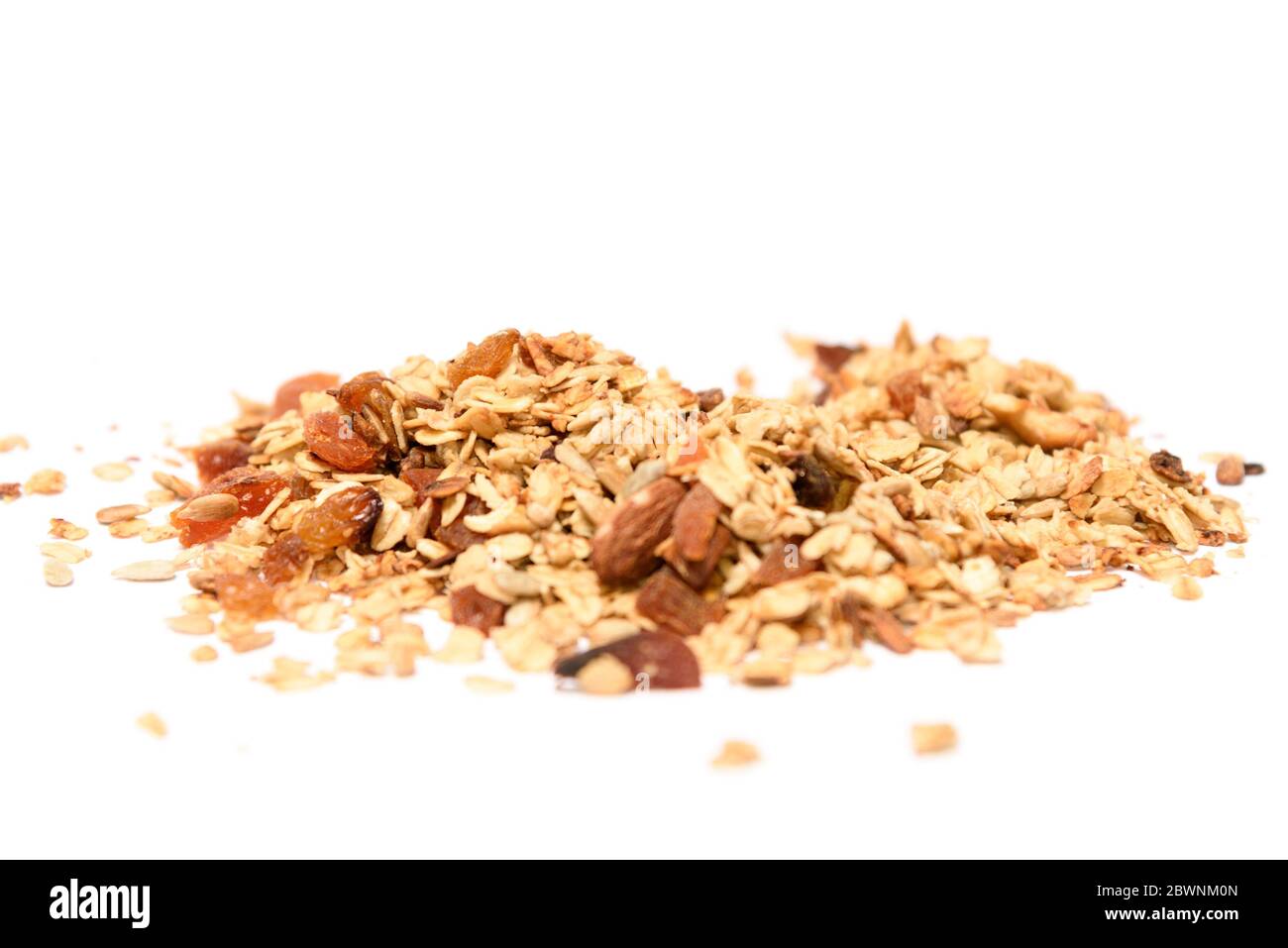 Mucchio di sano muesli colazione con frutta e noci Foto Stock