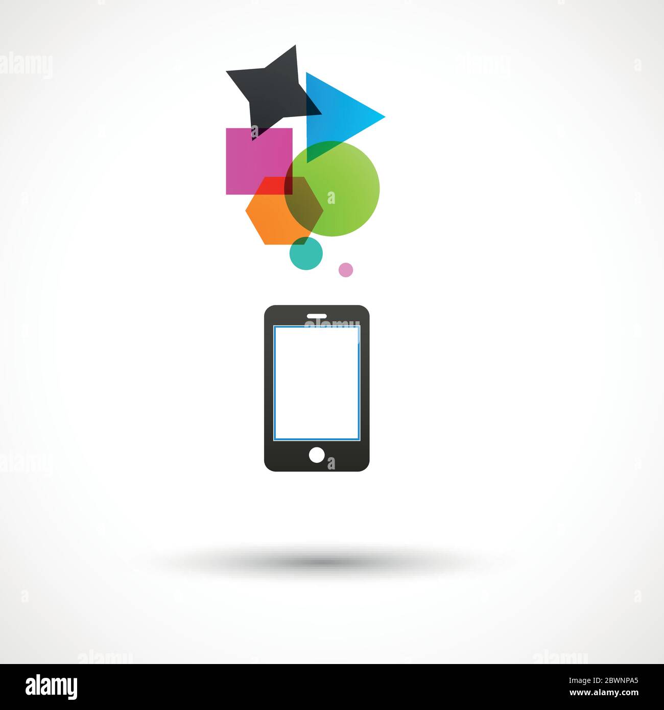Smartphone Vector Black con forme geometriche astratte. Logo colorato Illustrazione Vettoriale