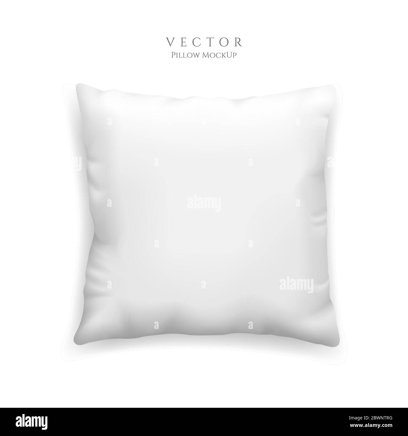 Pulizia bianco cuscino mockup isolato su sfondo bianco, vettore illustrazione in stile realistico. Cuscino quadrato per il relax e il dima del sonno. Illustrazione Vettoriale
