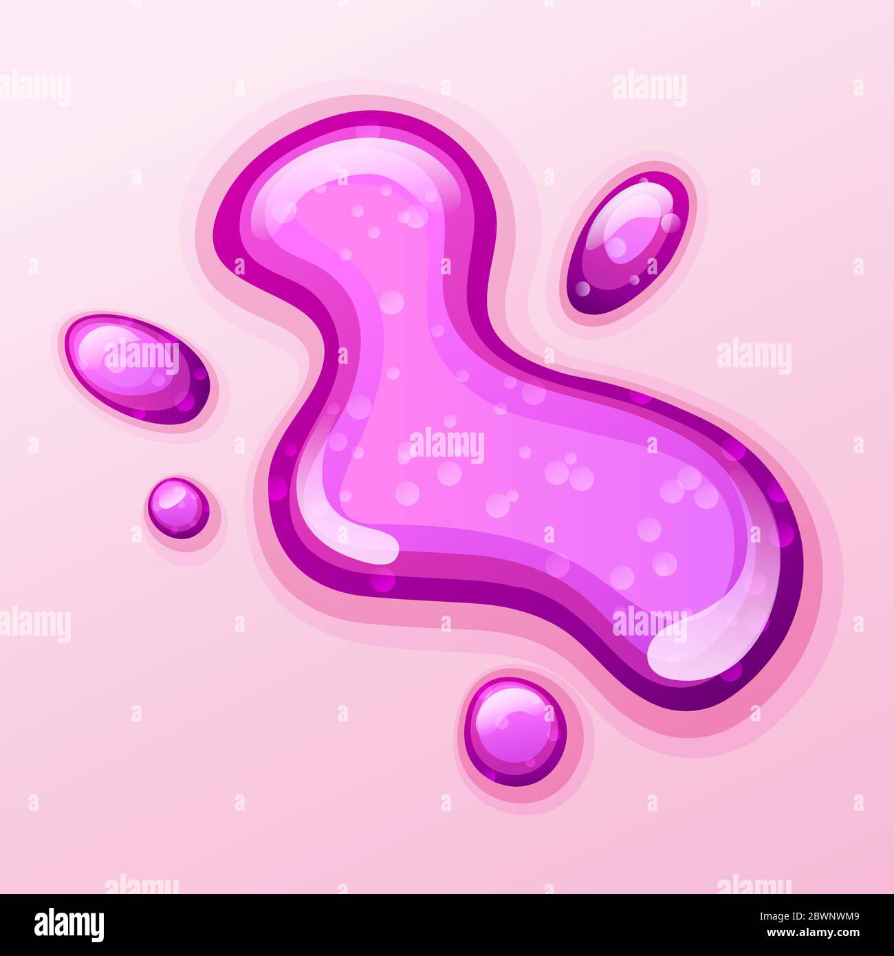 Illustrazione vettoriale di un blob pieno di glitter colorato. Girly goo macchia su sfondo rosa. Gioco divertente per bambini Illustrazione Vettoriale