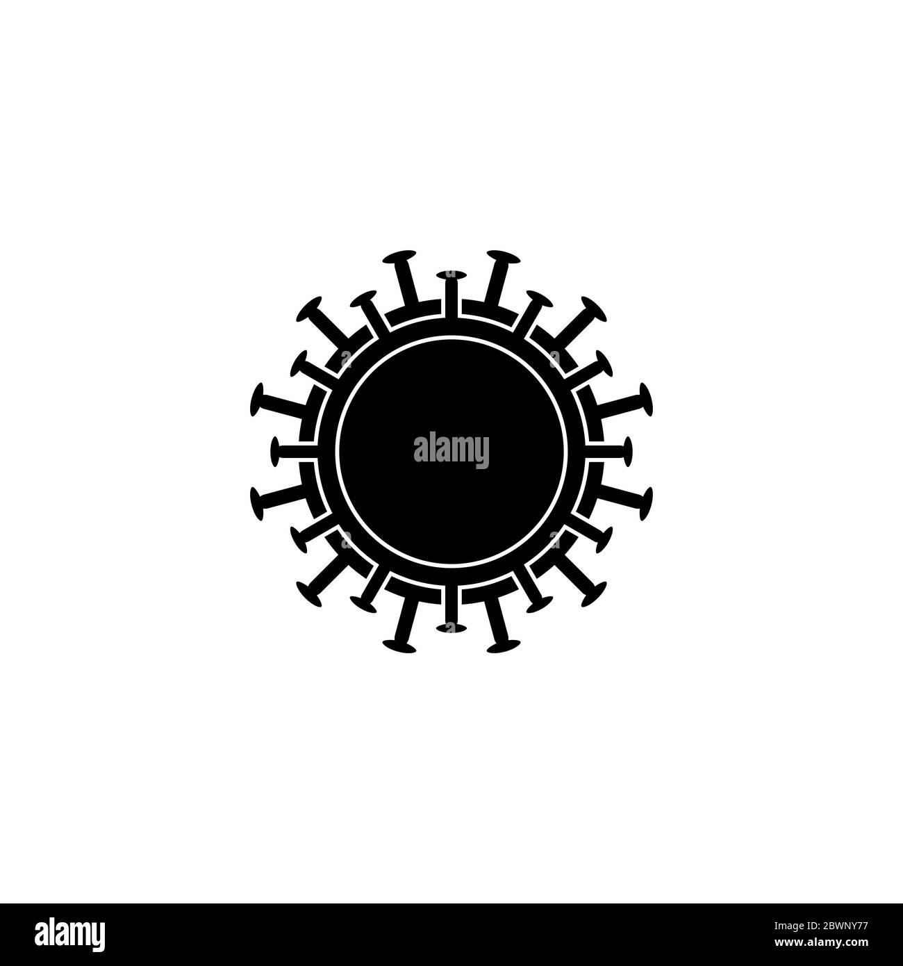 Concetto di progettazione del logo grafico corona Virus, icona vettoriale, isolato su sfondo bianco. Illustrazione Vettoriale