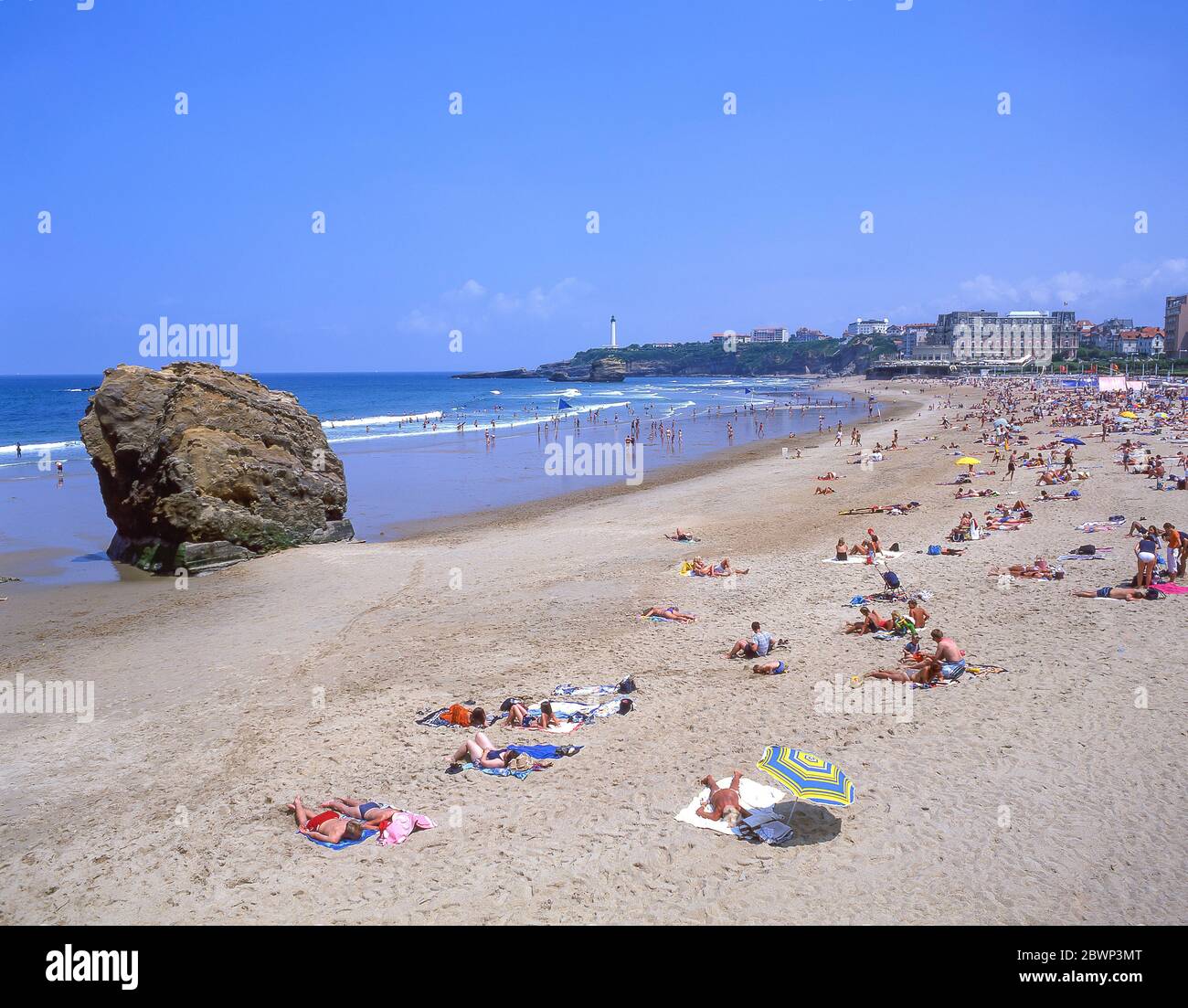 Plage Miramar, Biarritz (Miarritze), Pirenei Atlantici, Nouvelle-Aquitaine, Francia Foto Stock