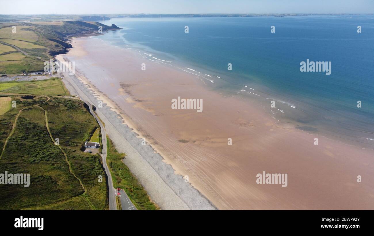 Veduta aerea della spiaggia di Newgale, Pembrokeshire Wales UK Foto Stock