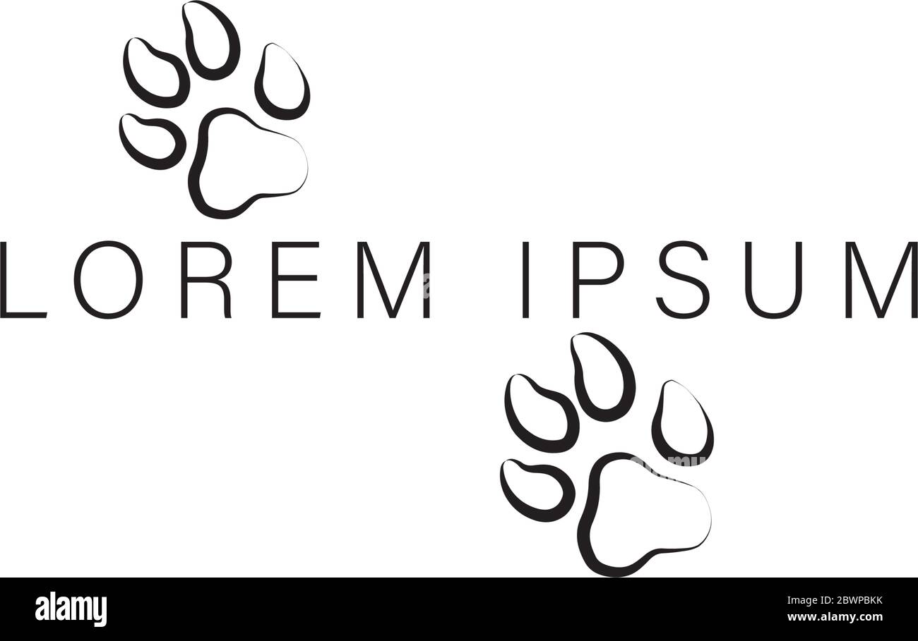 Design semplice e pulito con logo con logo a impronta di cane Illustrazione Vettoriale