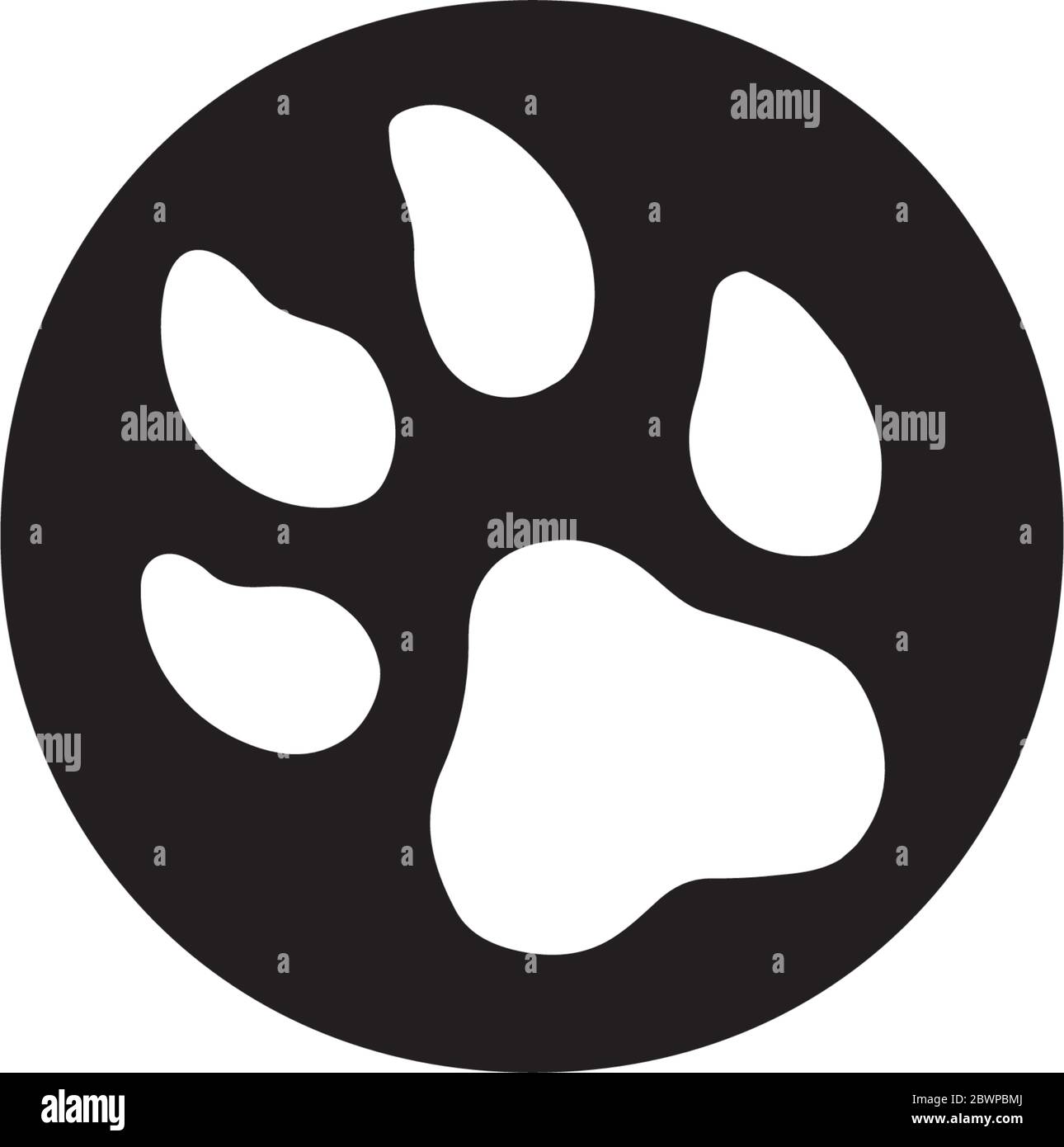 Design semplice e pulito con logo con logo a impronta di cane Illustrazione Vettoriale