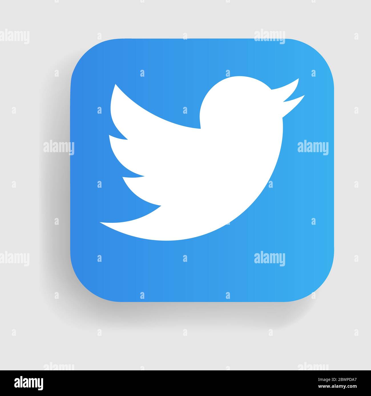 VORONEZH, RUSSIA - 11 GENNAIO 2020: Icona del logo Twitter con ombra Illustrazione Vettoriale