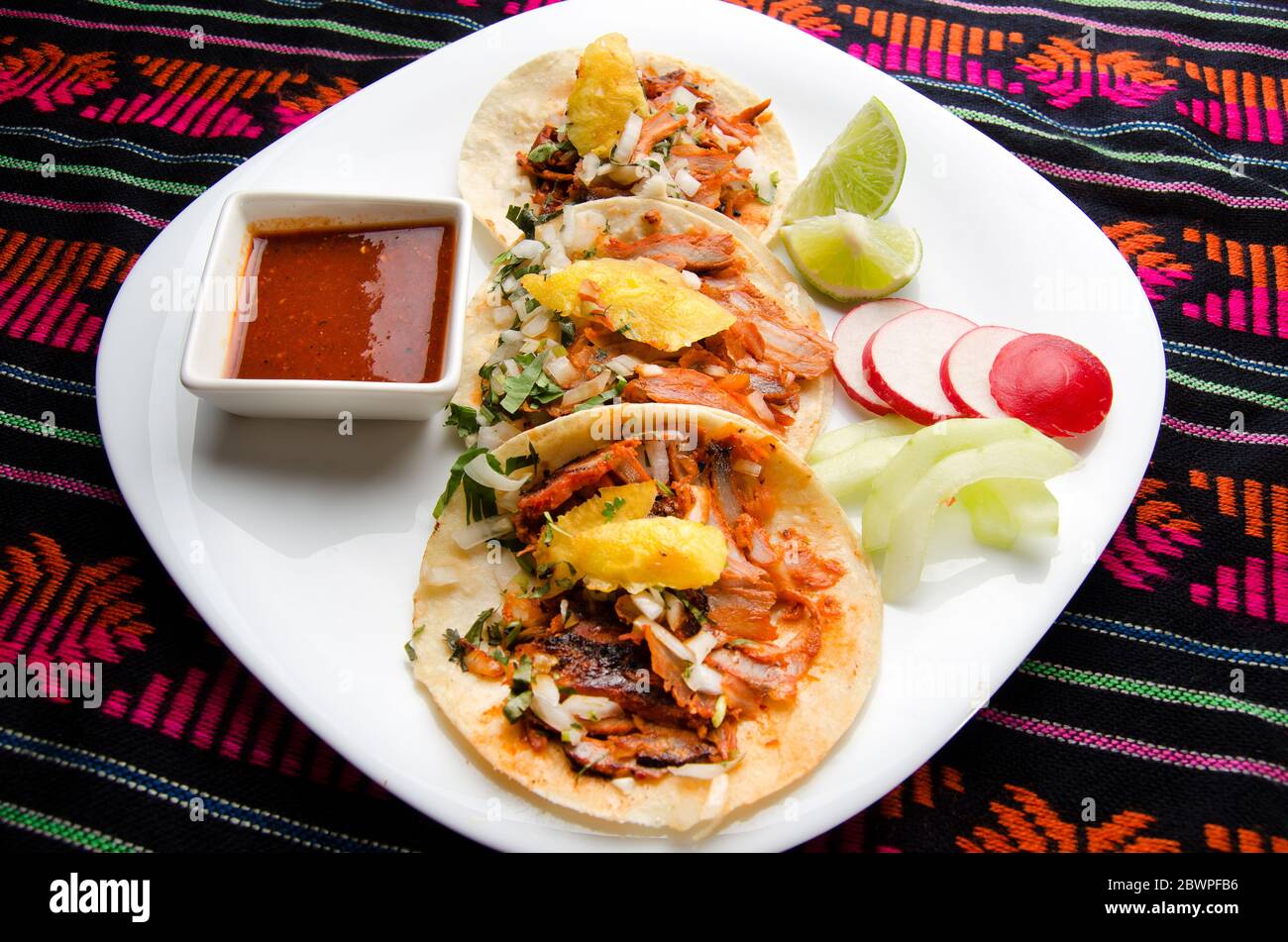 Tradizionale tacos al pastor messicano Foto Stock