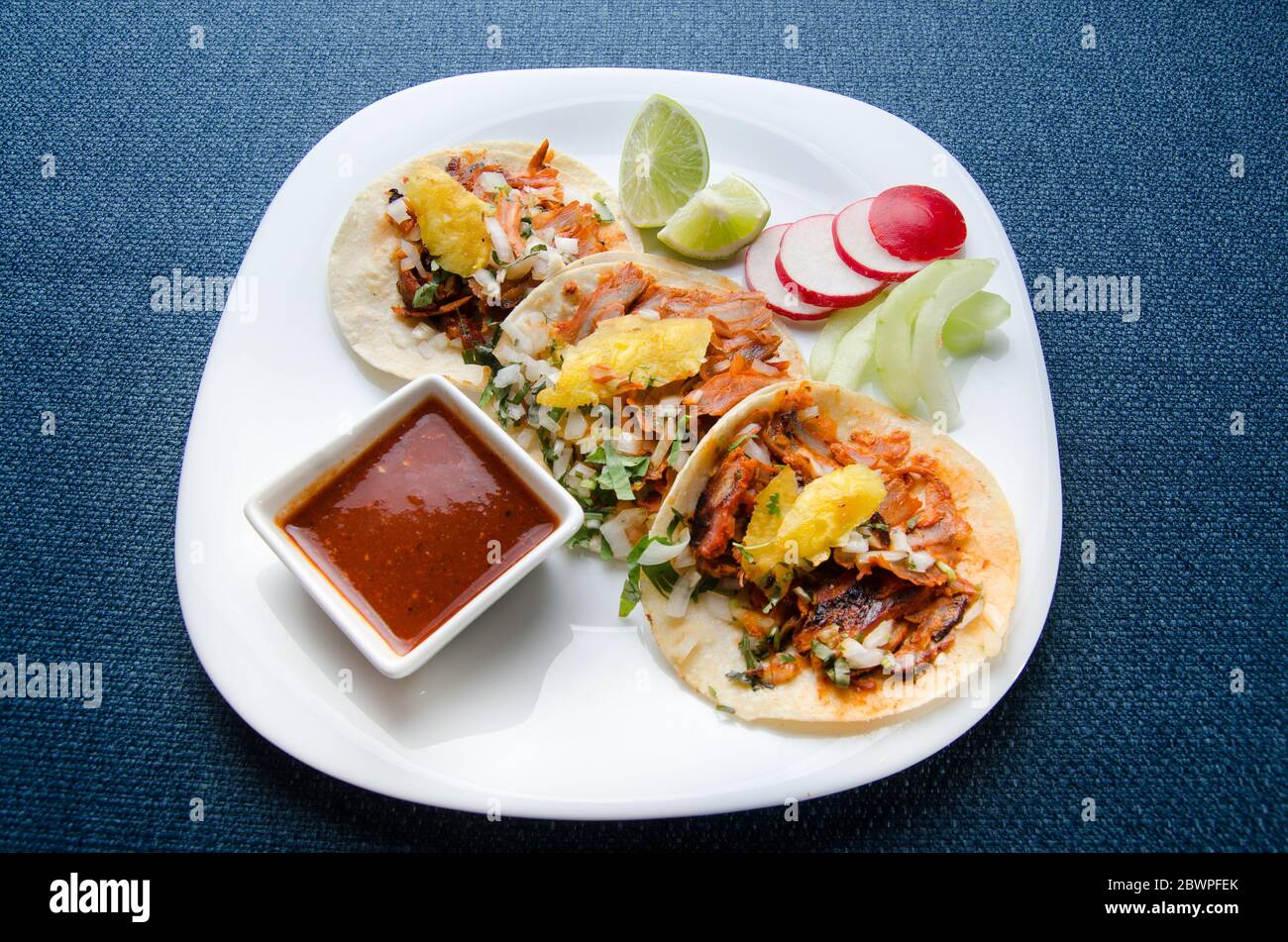Tradizionale tacos al pastor messicano Foto Stock