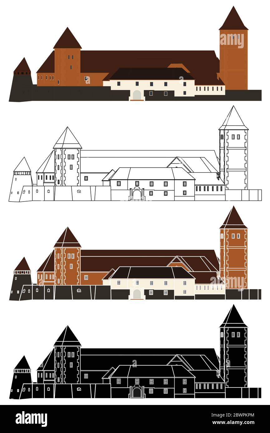 Il castello di Koszeg si trova di fronte Illustrazione Vettoriale