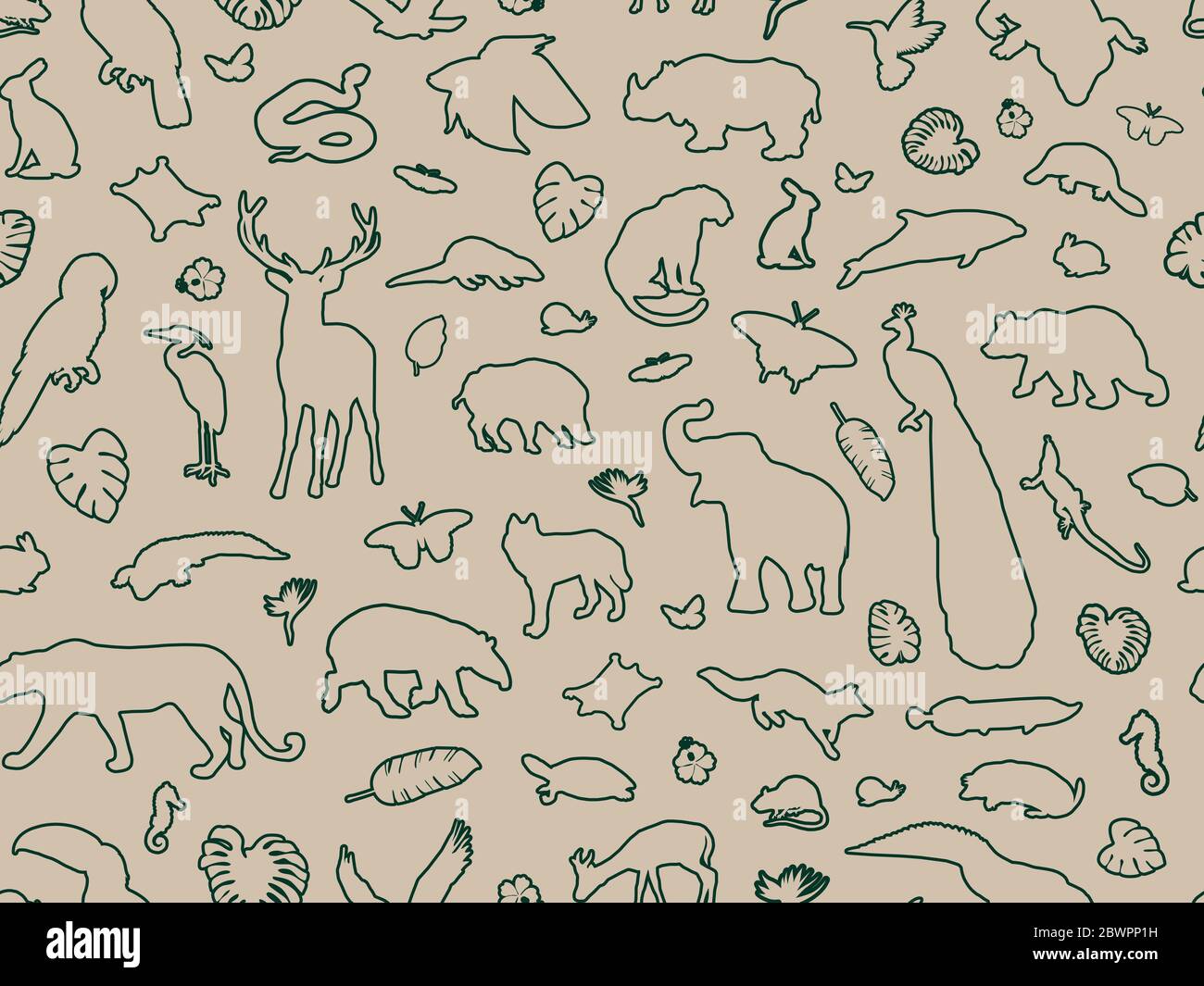 Schema senza giunture a forma di animale, illustrazione vettoriale Illustrazione Vettoriale